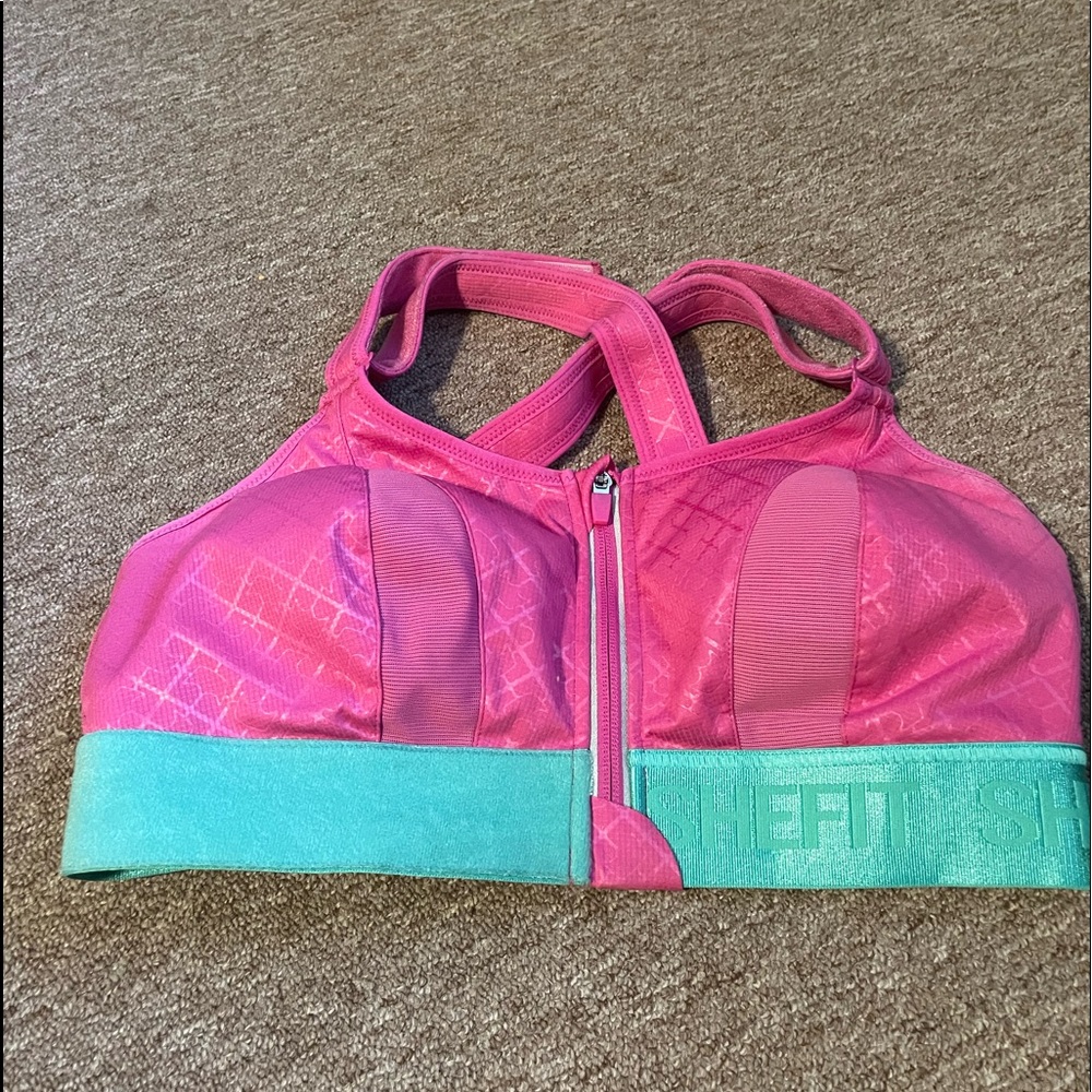 SHEFIT High Intensity sports bra. Excellent condition. Hot pink and turquoise.